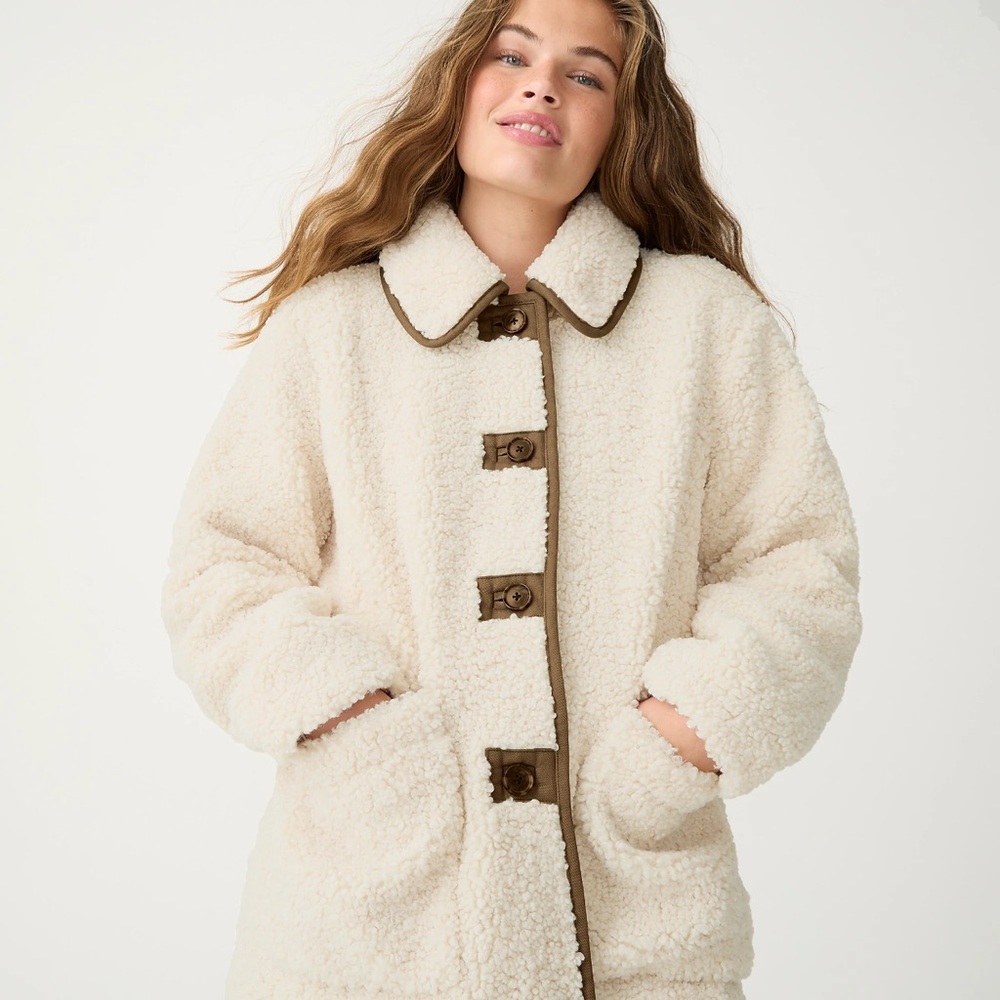 J.Crew NWT Teddy Sherpa Jacket Size L in Dust Ivory - Picture 4 of 11